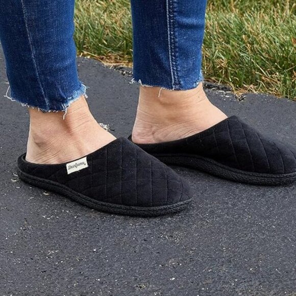 NWT Dearfoams Women's Memory Foam Washable Leslie Clog House Slipper, black 7-8 - Picture 2 of 8
